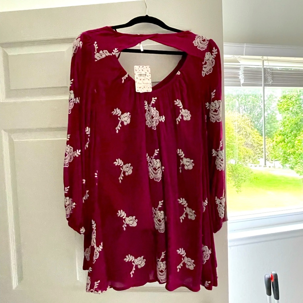 Free People Dark Fuschia Swing Dress